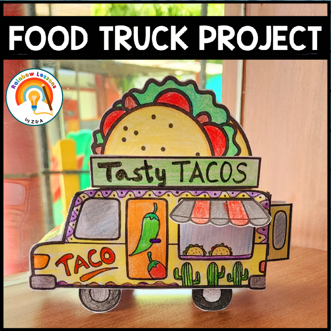 Colourful taco truck drawing for school project