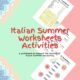 Italian summer vocabulary worksheets for learning activities.