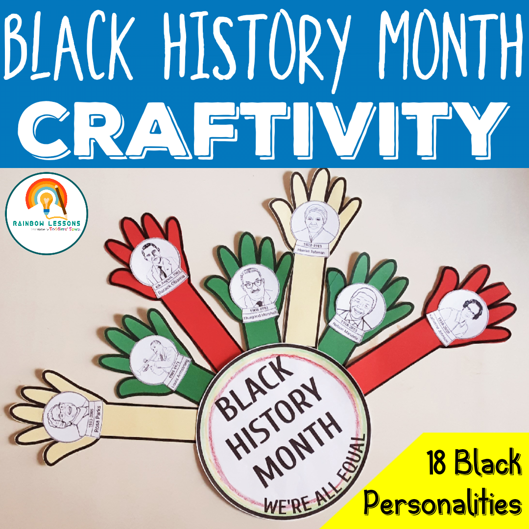 Black History Month craft activity display with silhouettes.