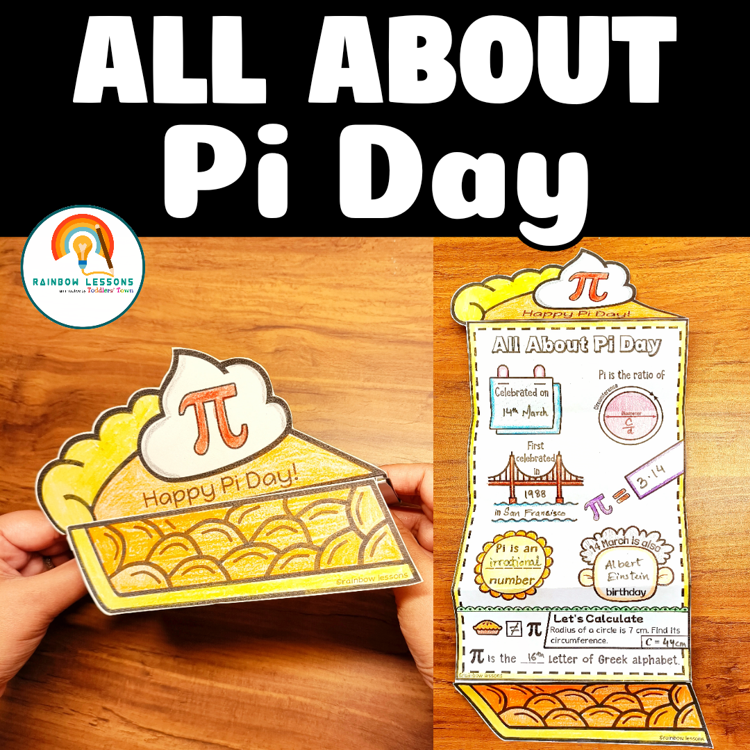 Pi Day educational craft showing pie and math concepts.