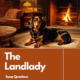 Dachshund by cosy fireplace, vintage room theme.