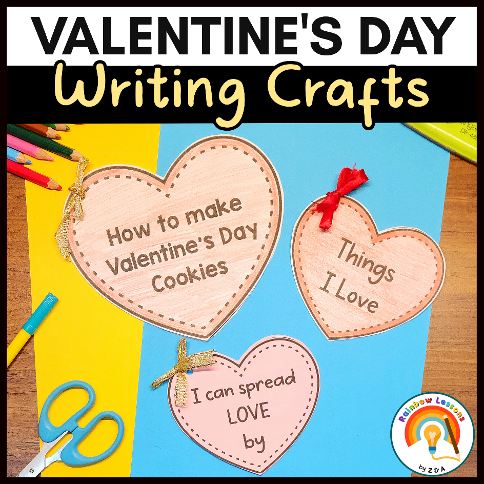 Valentine's Day heart-themed writing crafts and activities.