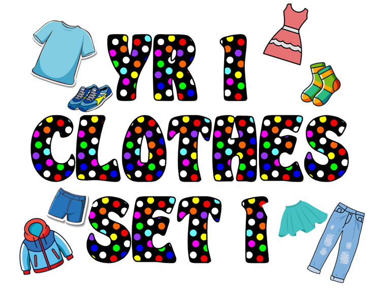 Year 1 clothes set with colourful polka dots.