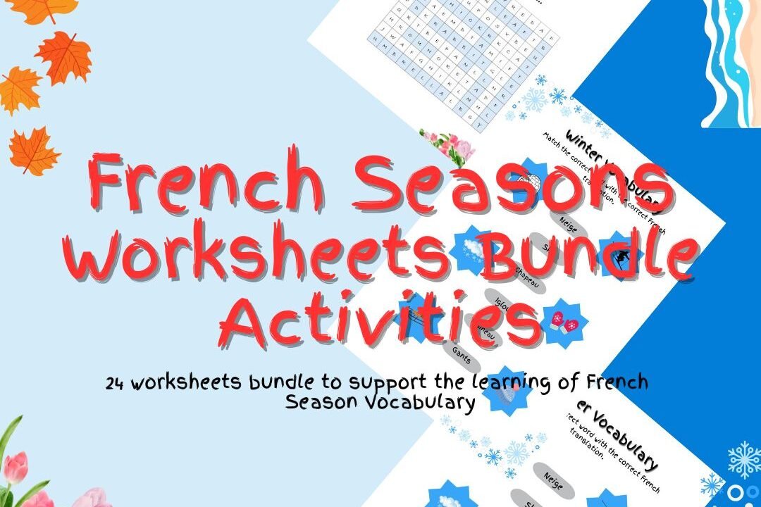 French seasons worksheets bundle with activities.