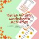 Italian autumn vocabulary worksheets for language learning.