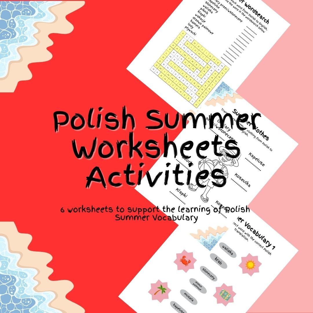 Polish summer vocabulary worksheets for educational activities.