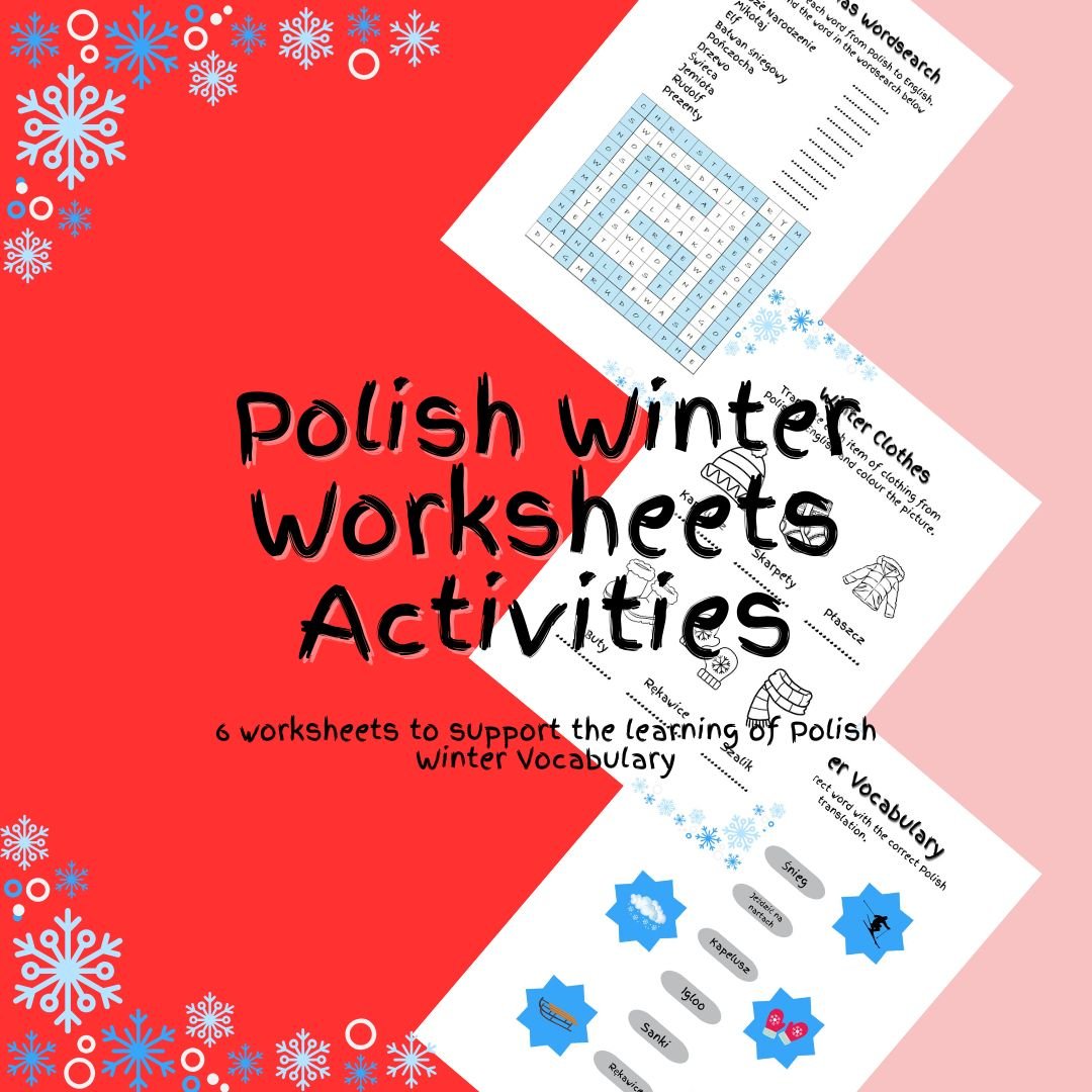 Polish winter vocabulary worksheets and activities.