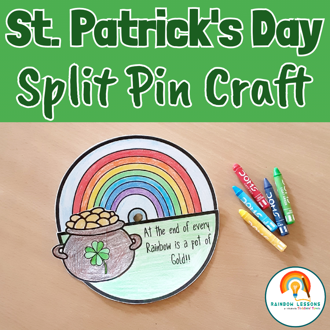 St. Patrick's Day rainbow craft with pot of gold.