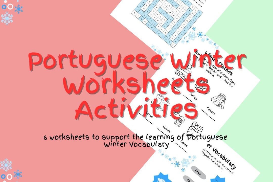 Portuguese winter vocabulary worksheets and activities.