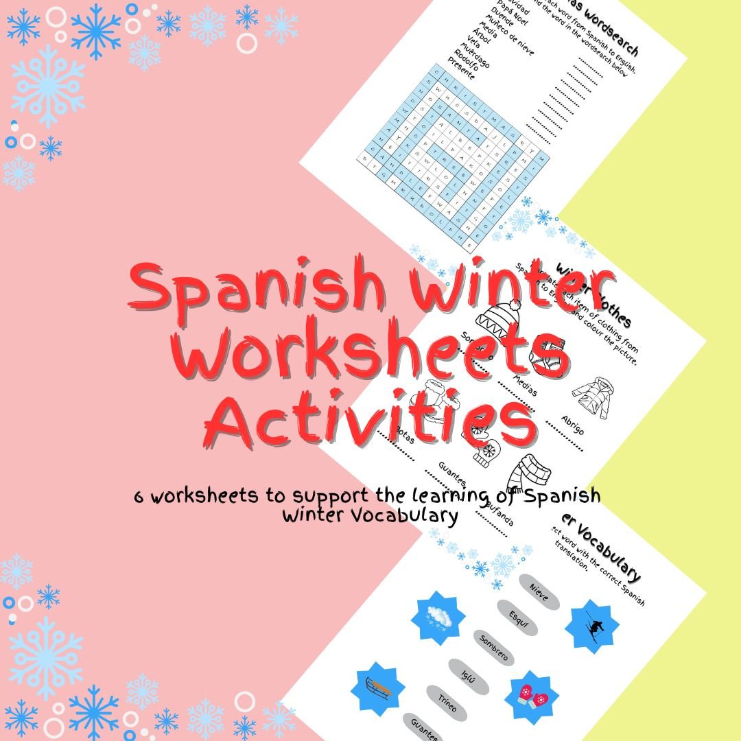 Spanish winter vocabulary worksheets and activities.