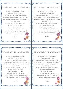 St. Michael prayer cards with floral design.