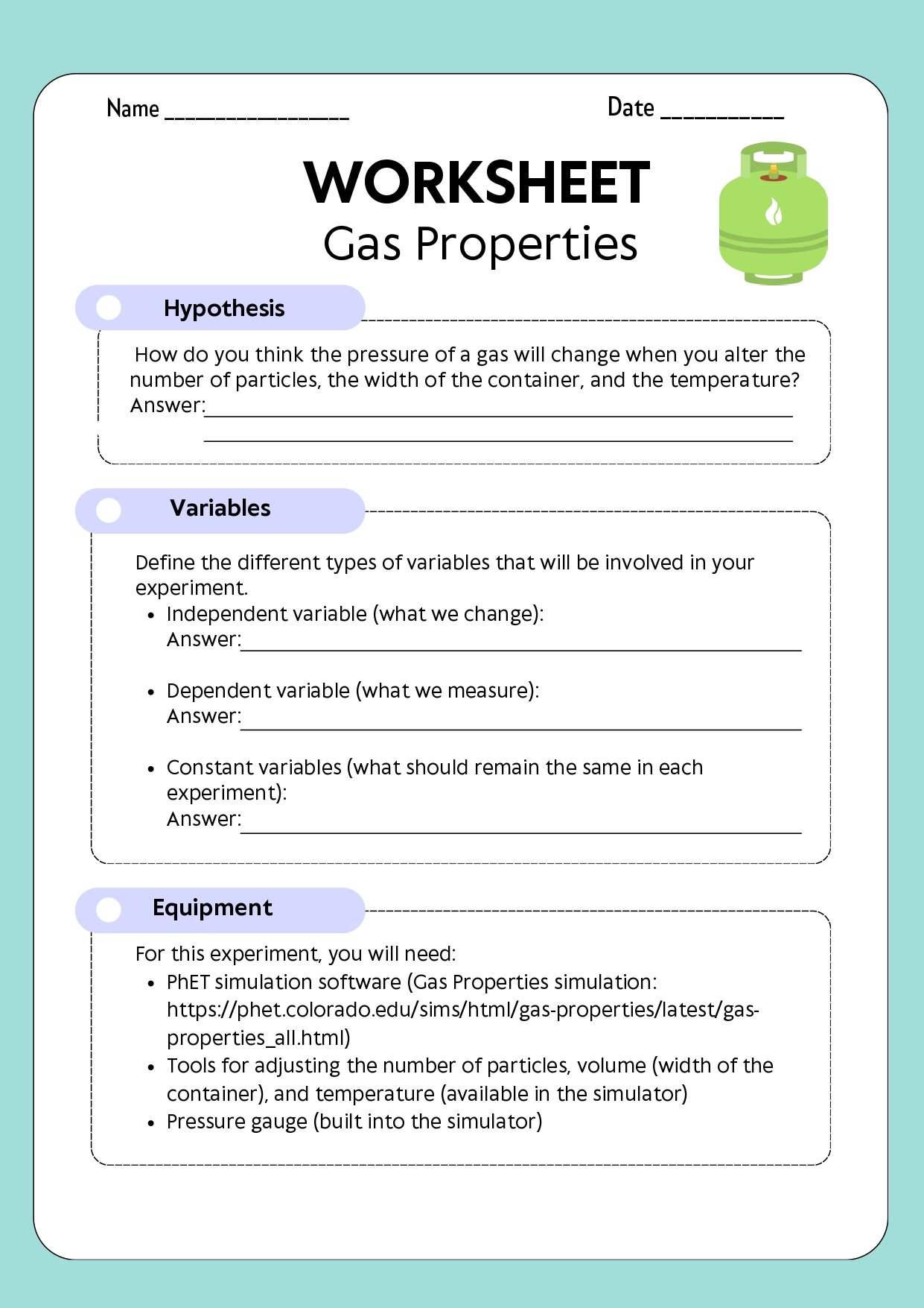 Year 8 Physics: Editable Inquiry Worksheet PDF