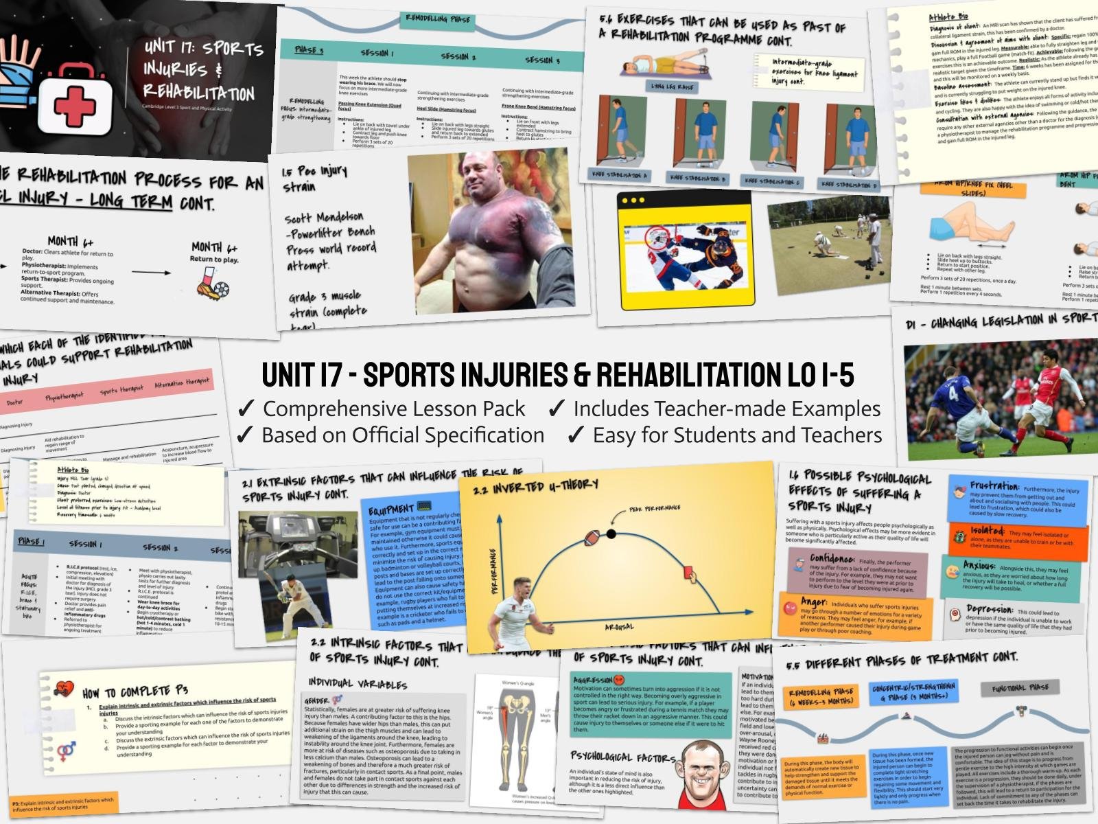 Sports injuries and rehabilitation educational resources overview.