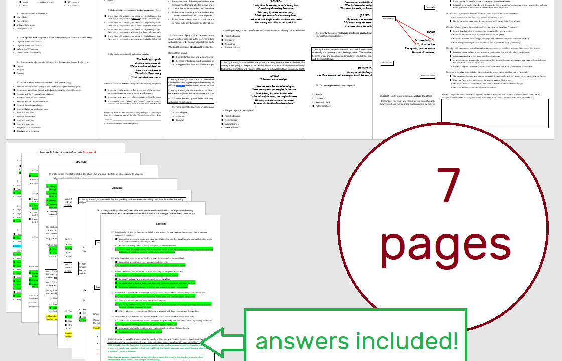 Document overview: seven pages with answers included.