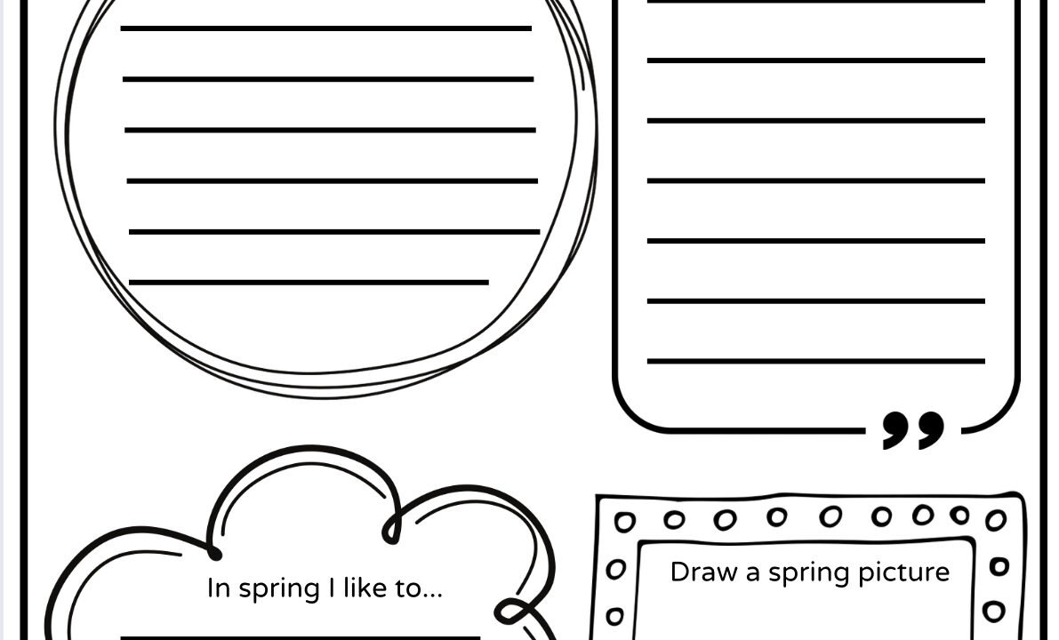 Spring themed writing and drawing activity sheet.