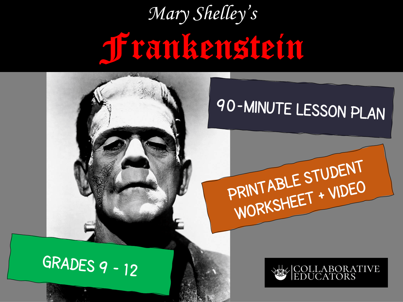 Frankenstein lesson plan grades 9-12 with worksheets.