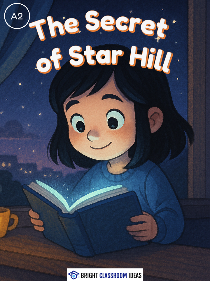 Child reading book titled 'The Secret of Star Hill'