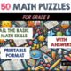 50 maths puzzles for Grade 2 with answers.