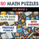 50 math puzzles for grade 4 with answers.