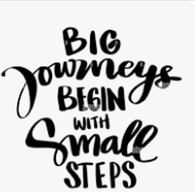 Inspirational quote about small steps starting big journeys.