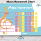Music homework chart with days of the week.
