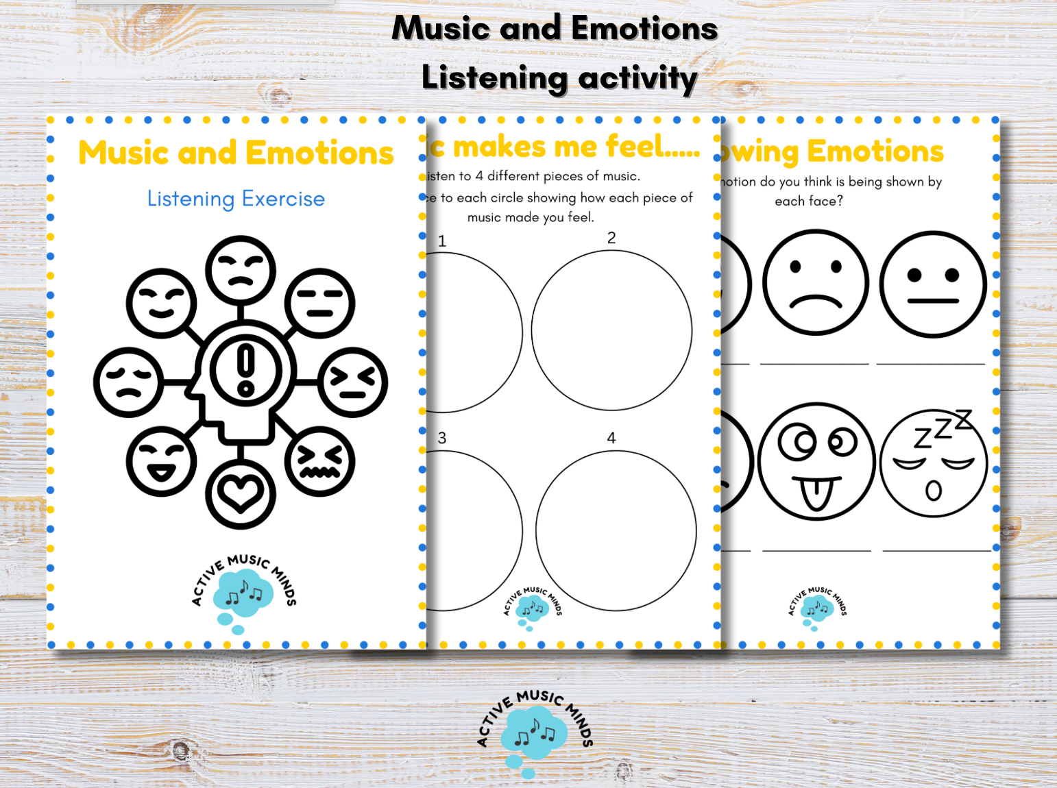 Music and emotions listening activity worksheets