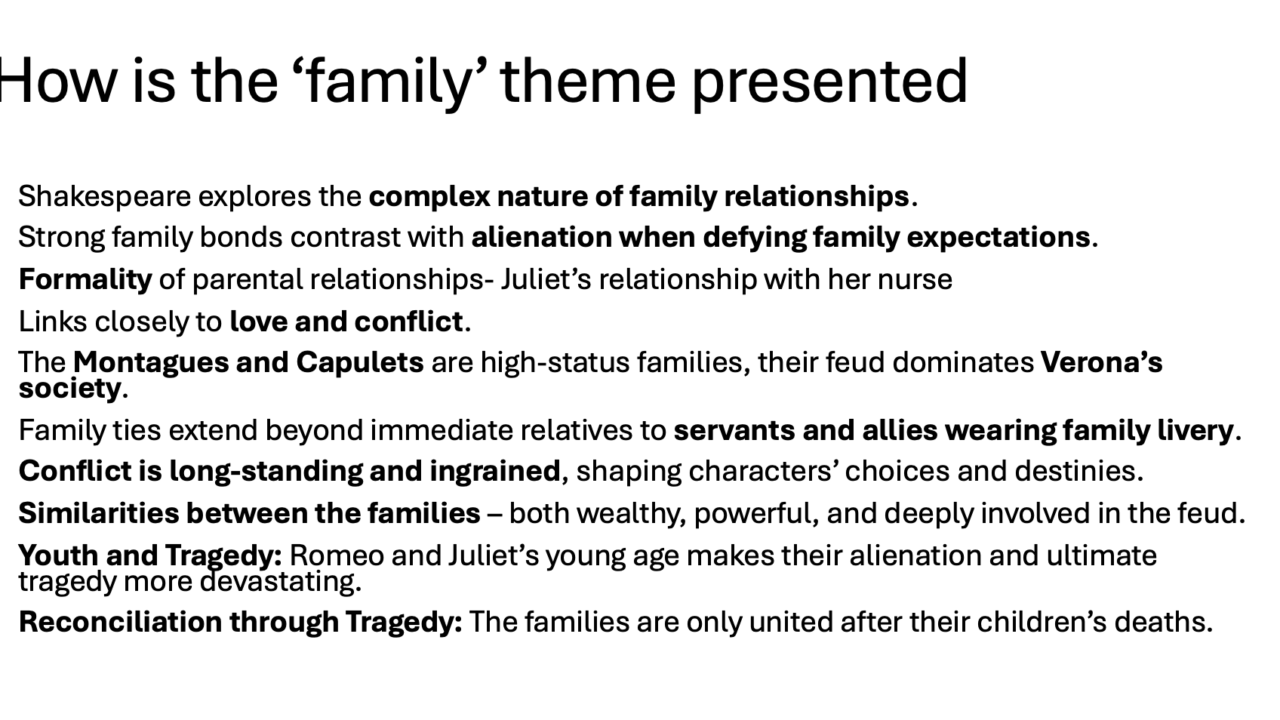 Exploration of family dynamics in Shakespeare's work.