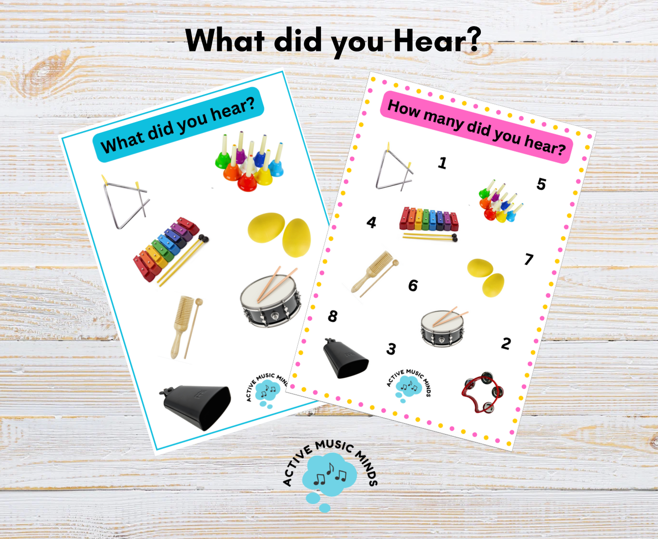 Musical instruments and counting activity for children.