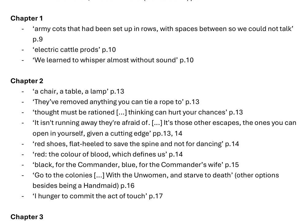 Quotes from The Handmaid's Tale, chapters overview.