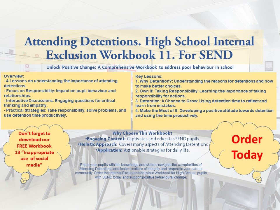 High School Detention Workbook for SEND students.