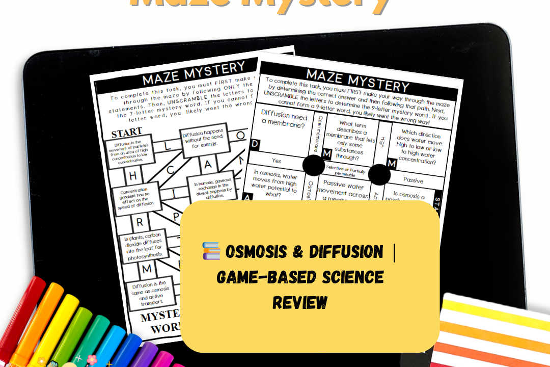 Osmosis and diffusion educational maze game overview.