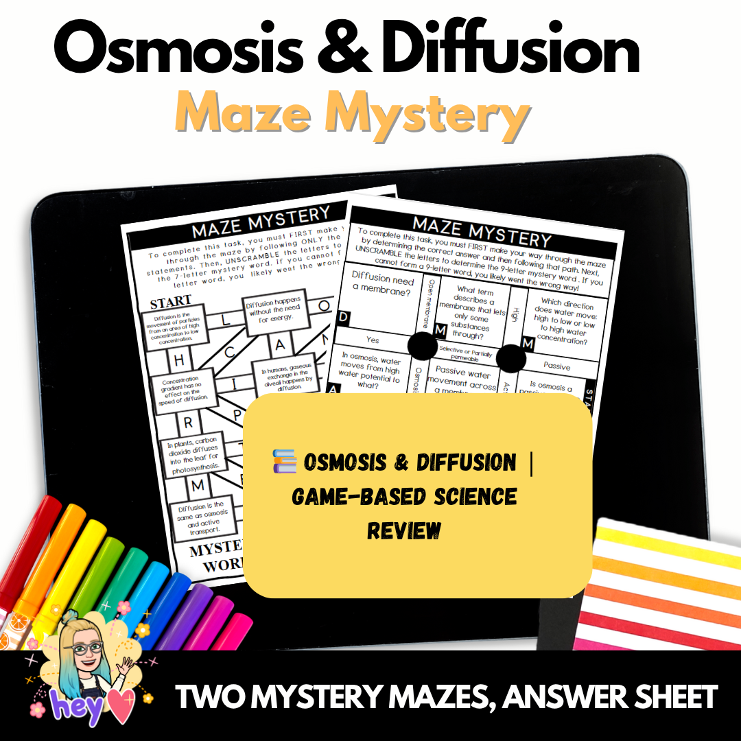Osmosis and diffusion educational maze game overview.