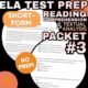 ELA test prep reading comprehension packet cover