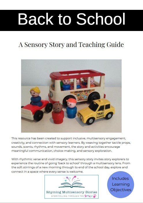 Back to school sensory story guide with toy vehicles.