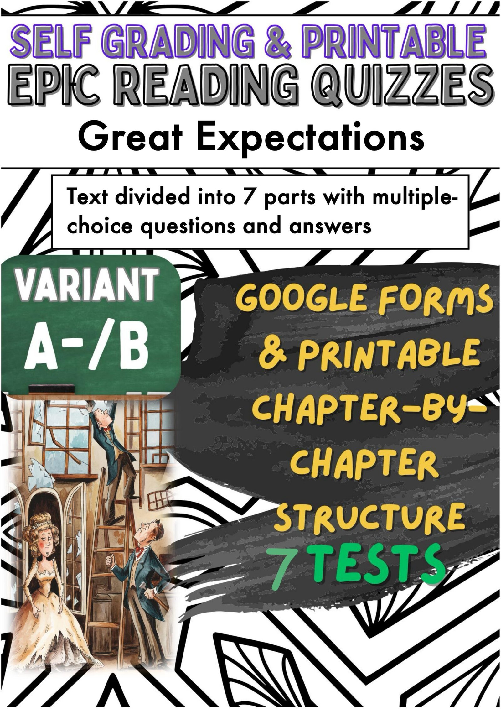 Great Expectations reading quizzes with multiple-choice format.