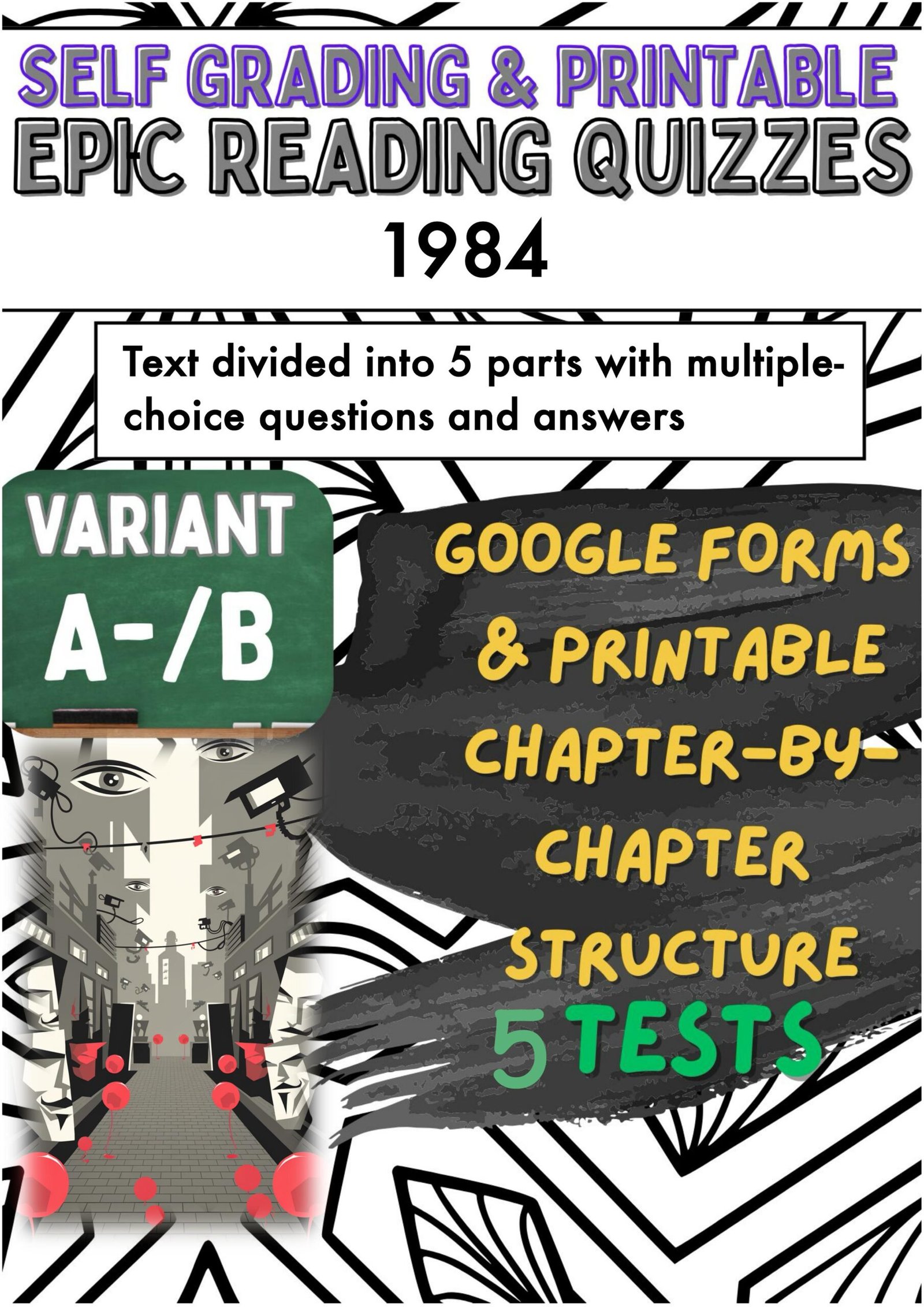 1984 reading quizzes with multiple-choice questions