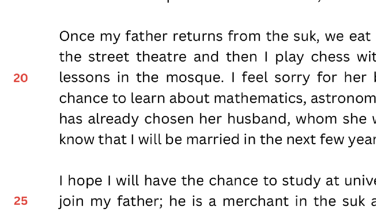 Historical text about education and daily life.