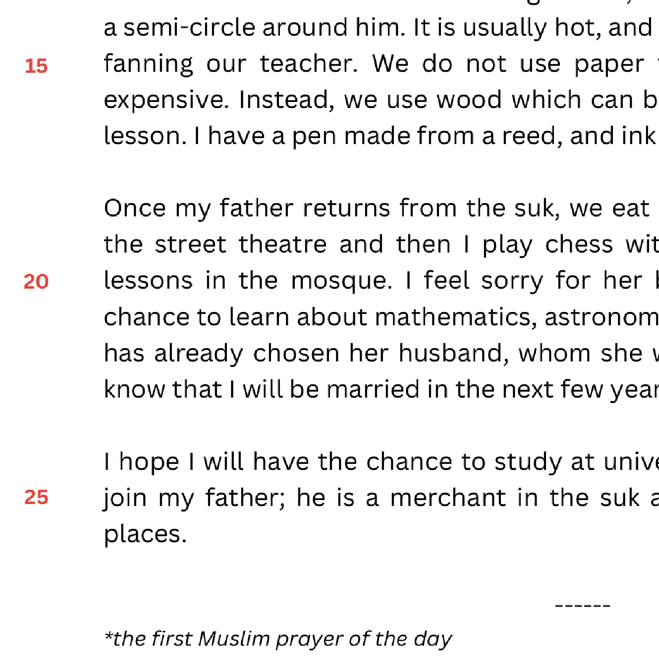 Historical text about education and daily life.