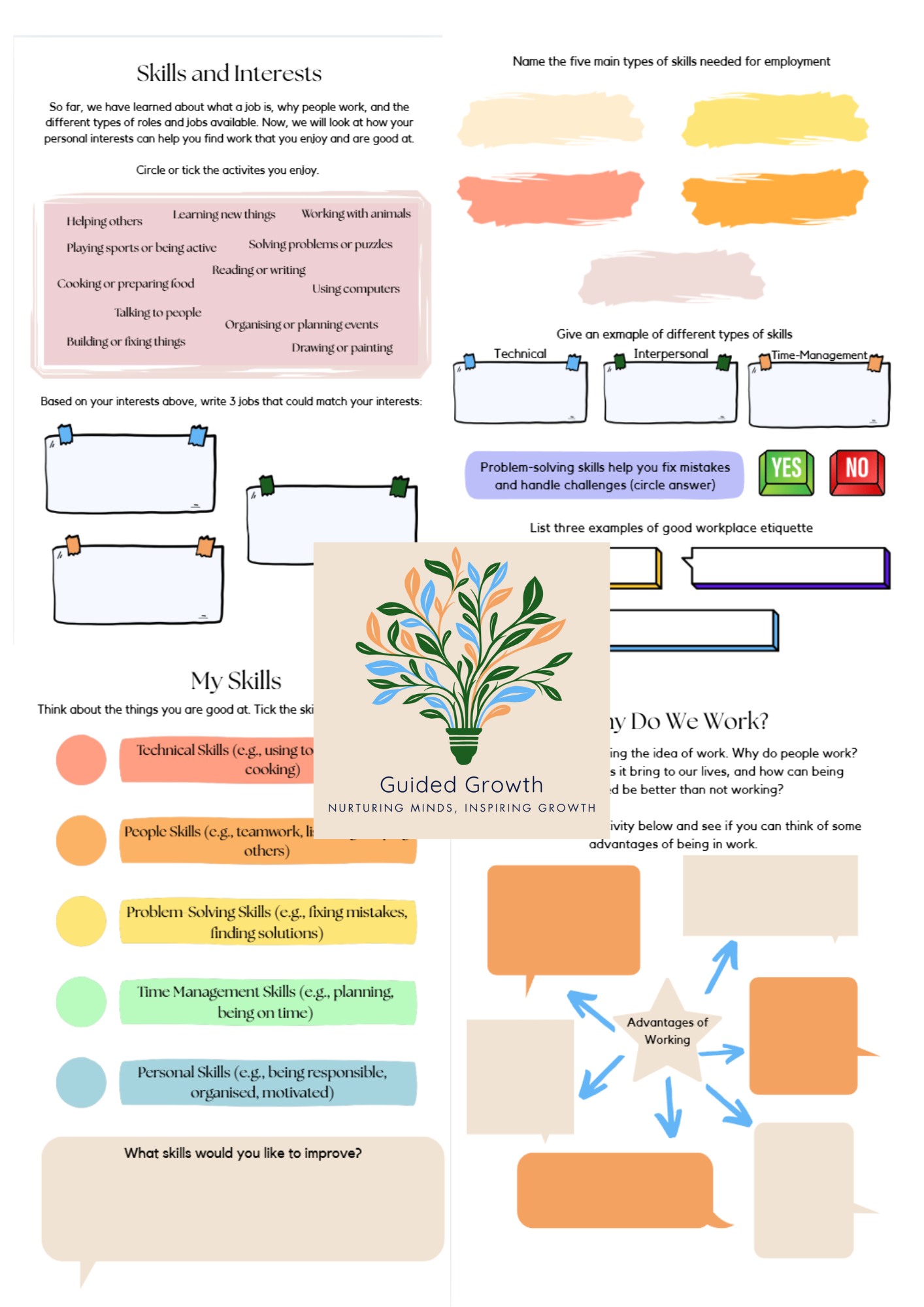 Skills and interests for workplace success guide.