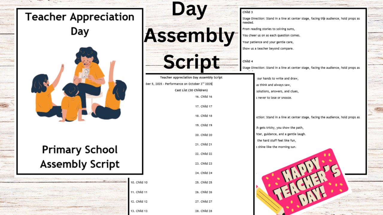Teacher Appreciation Day assembly script primary school