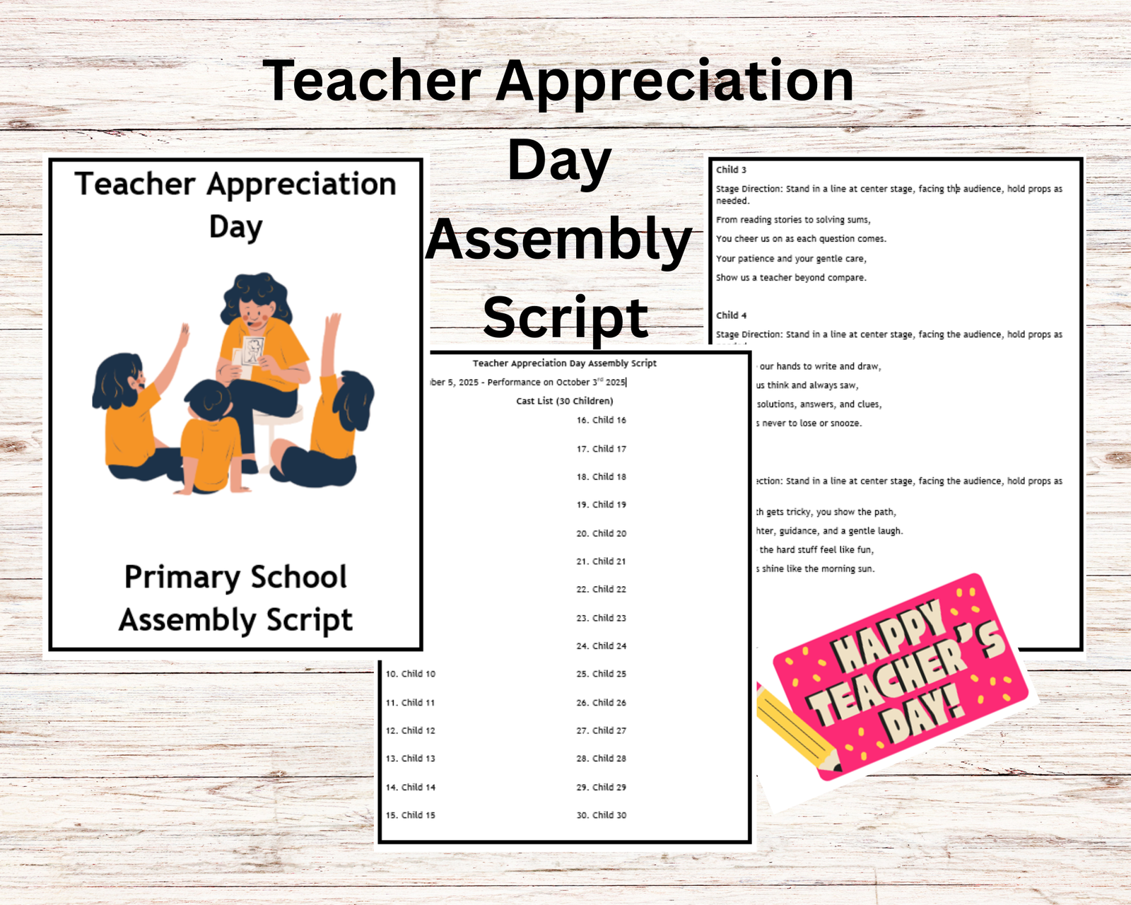 Teacher Appreciation Day assembly script primary school