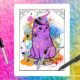 Witchy Cosmic Cat Reverse Coloring Page Printable Wall Art Sketch Doodle Activity