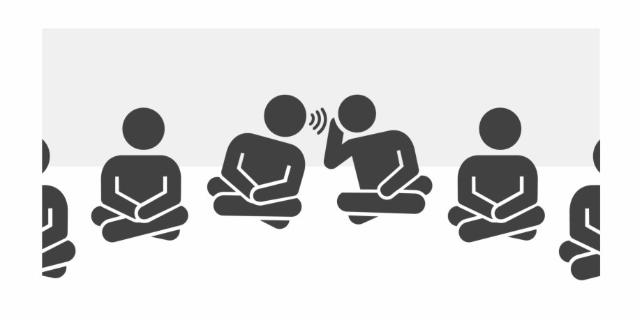 Icon of person whispering to another seated figure.