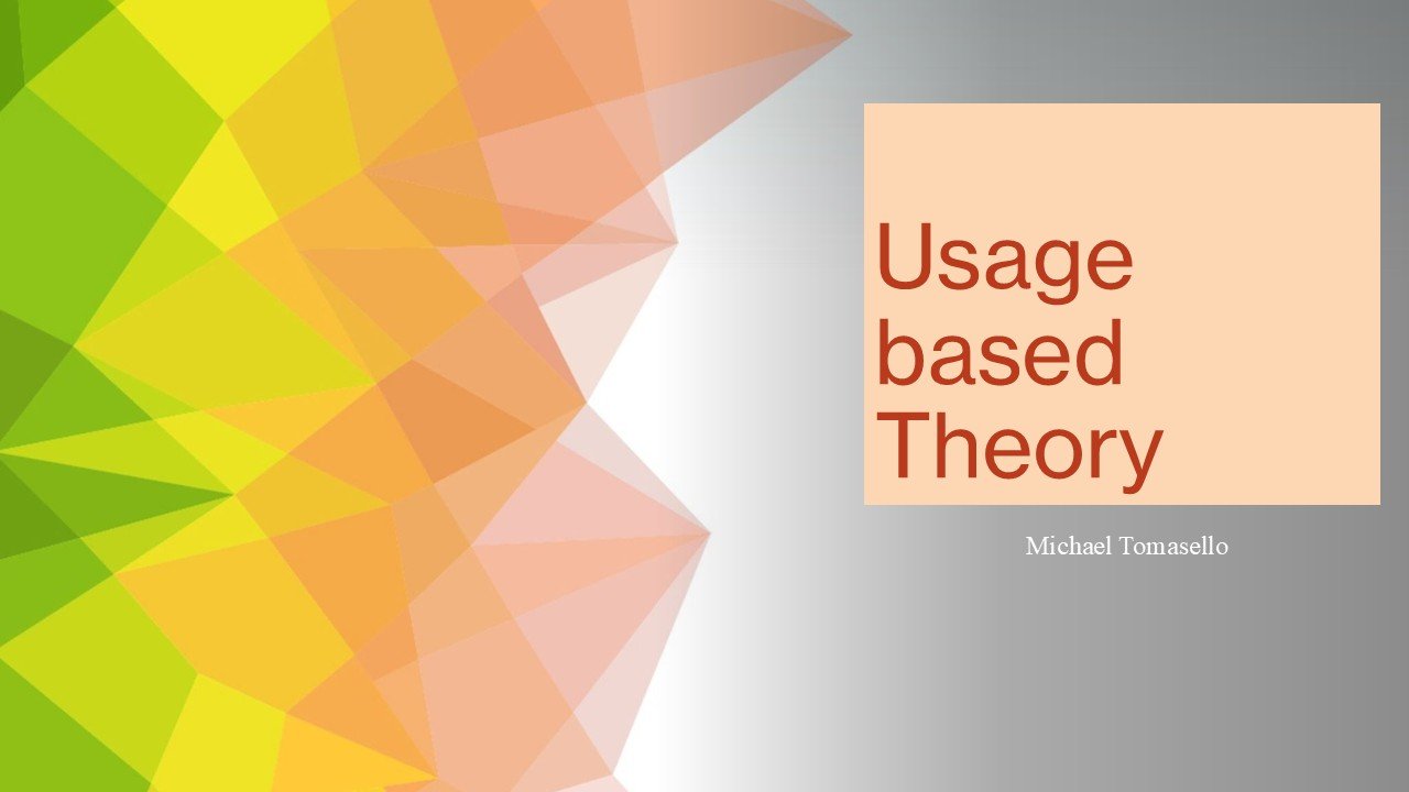 Colourful geometric background with text: Usage Based Theory