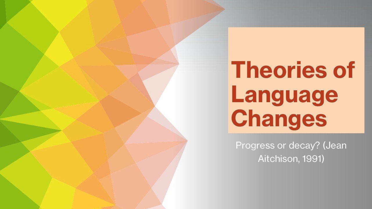 Colourful abstract with 'Theories of Language Changes' text
