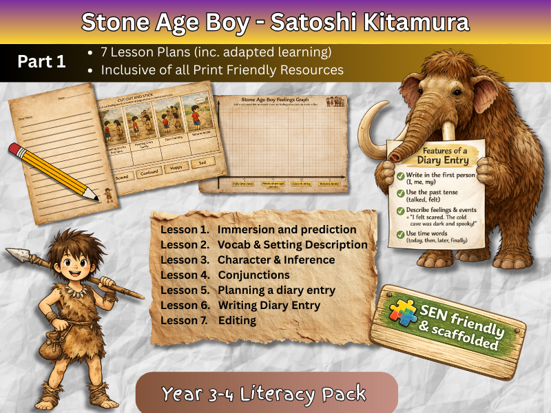 Stone Age Boy literacy pack, seven lessons included.