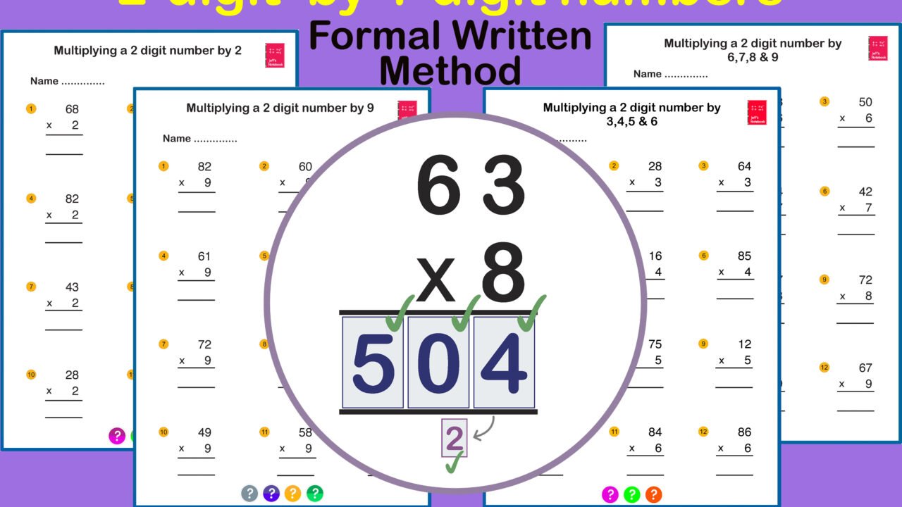 Short multiplication worksheets for 2-digit numbers.