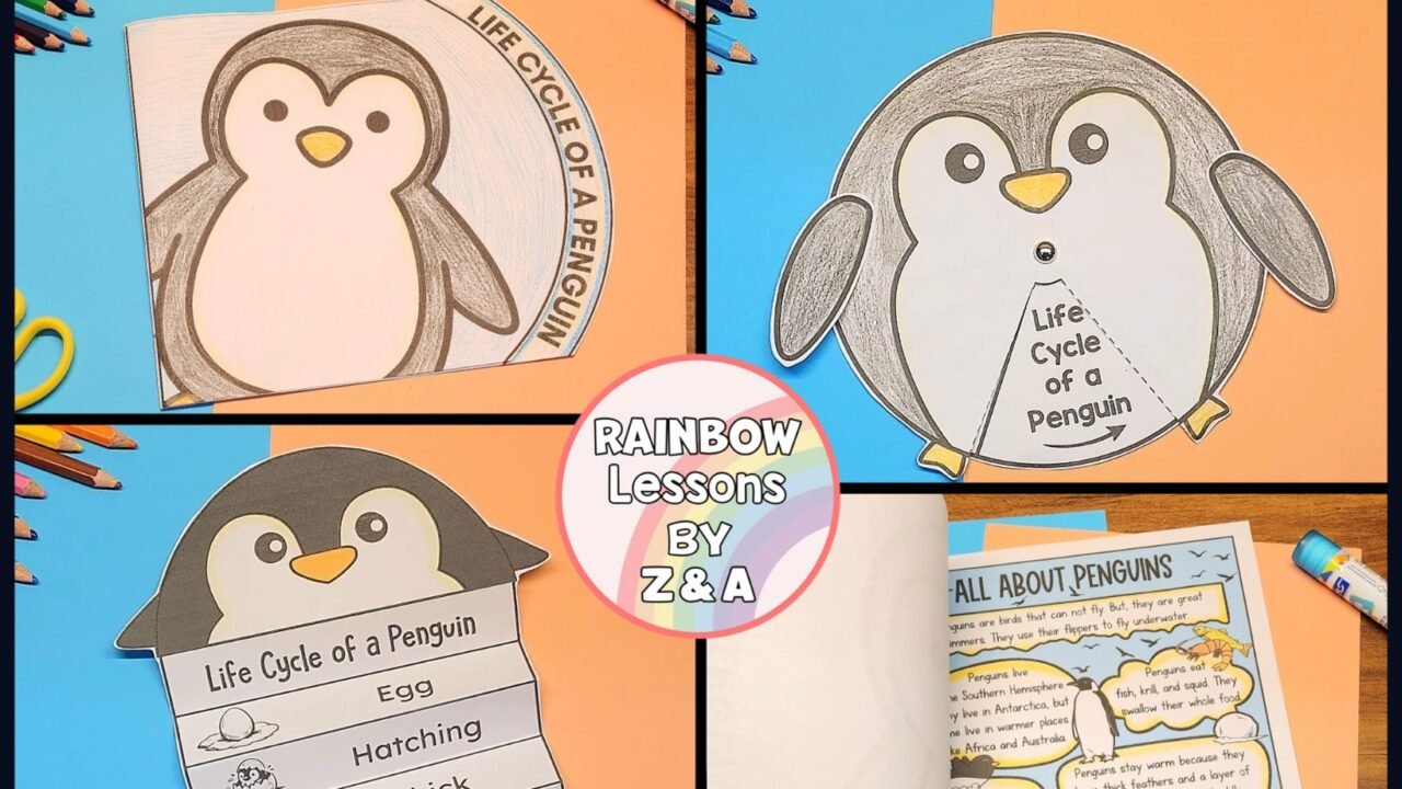 Penguin life cycle educational activities for children.