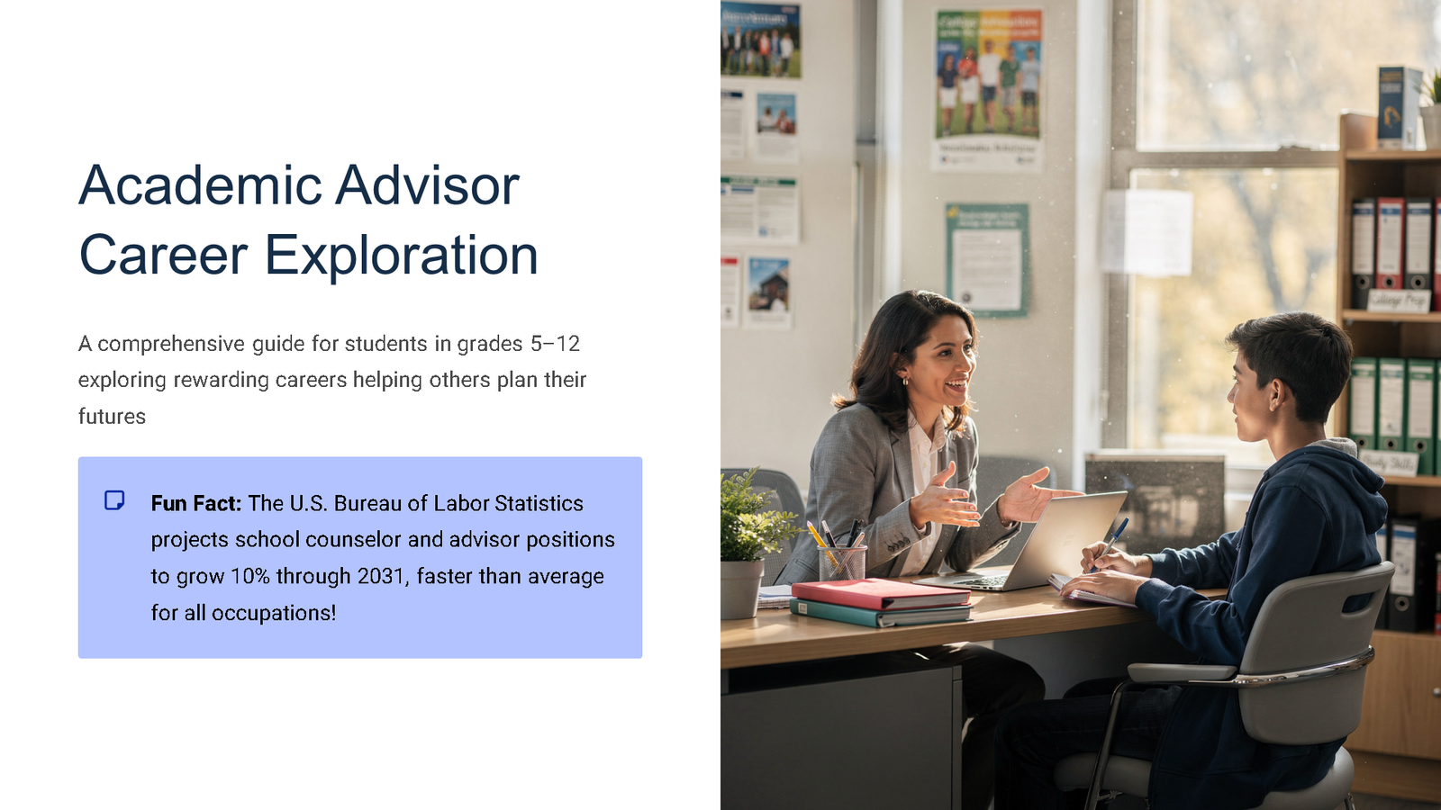 Career counselling for students by academic advisor.