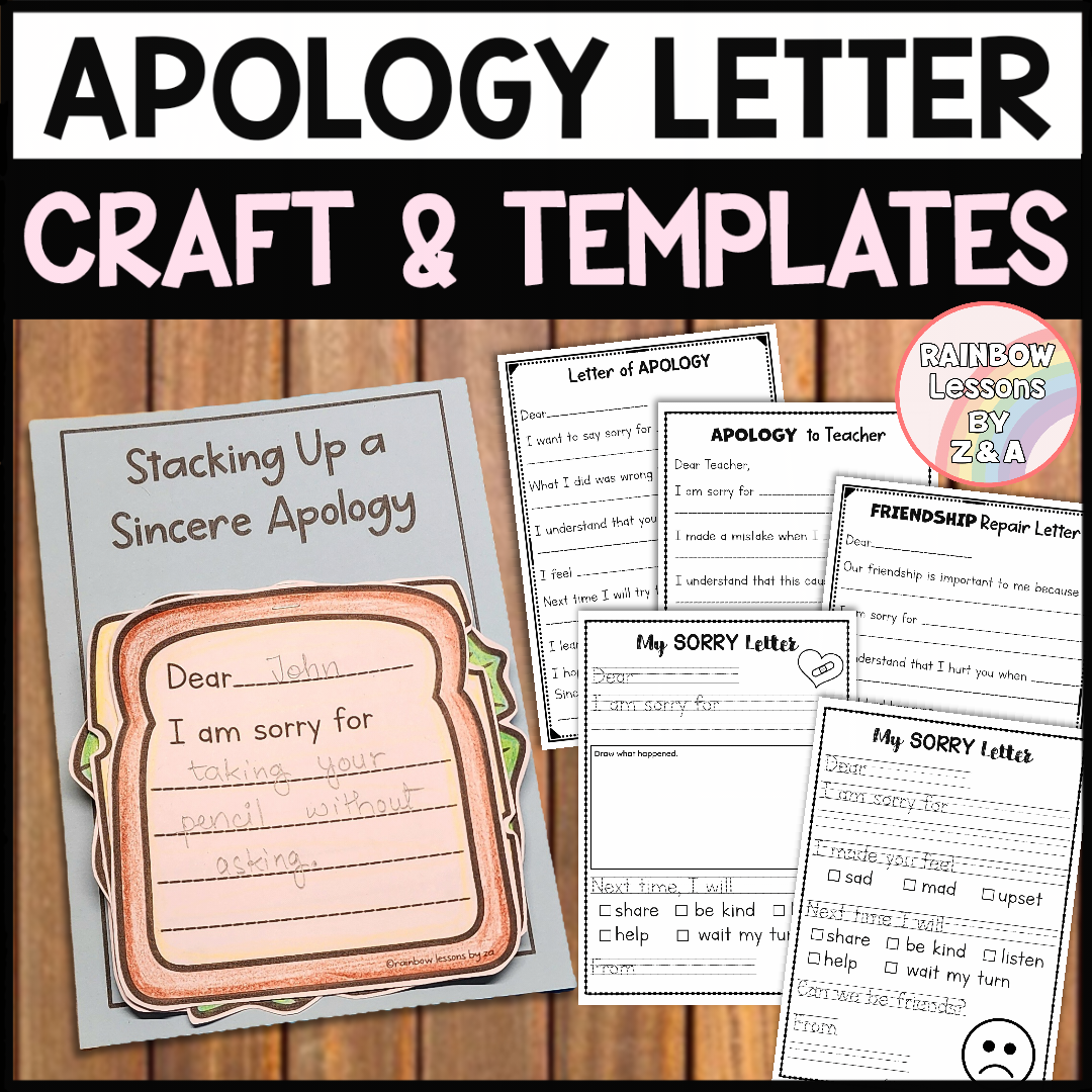 Apology letter craft and printable templates display